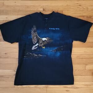 Vtg 1992 Eagle Henley Tshirt Emily MN Sportswear USA XXL Single Stitch